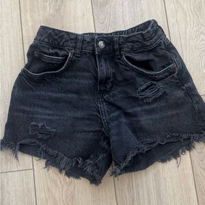 Zara Black Frayed Jean Shorts